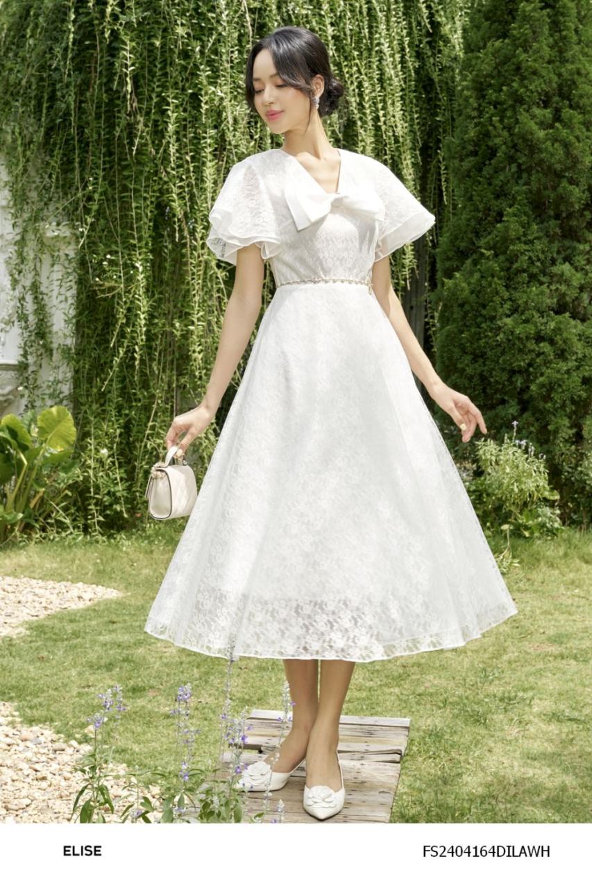 [🛒🇻🇳]ĐẦM REN DÂY HOA TRẮNG CỔ V ĐÍNH NƠ – , SKU – FS2404164DILAWH – elise.vn 🇻🇳🛒Top1Shop🛒 🇻🇳Top1Vietnam🇻🇳 🛍🛒🇻🇳