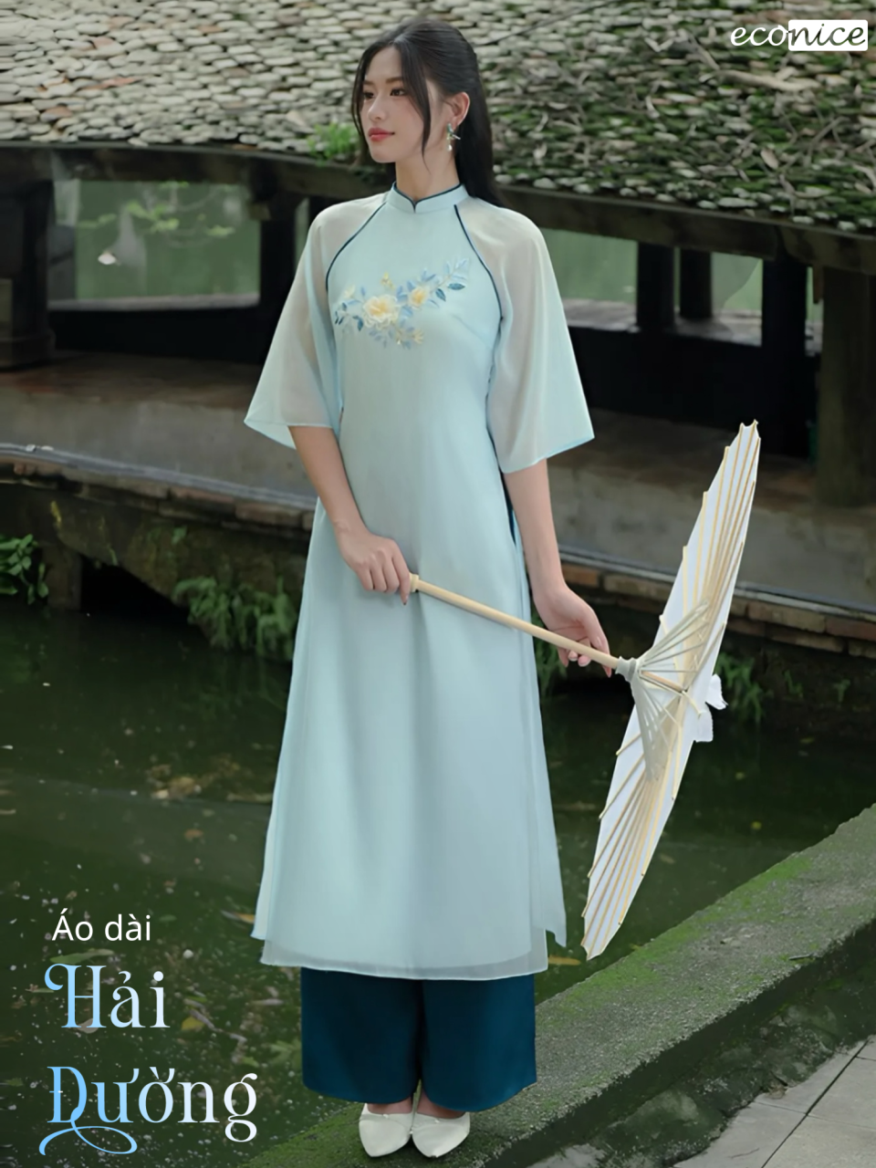 Áo dài cách tân nữ Econice Hải Đường