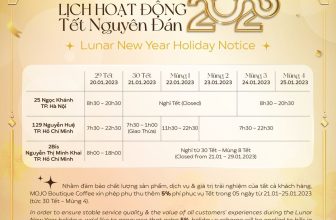 [☕️🇻🇳] MOJO Boutique Coffee 🥤 Top1Coffee ☕️  THÔNG BÁO LỊCH HOẠT ĐỘNG TẾT NGUYÊN ĐÁN 2023
Một mùa xuân mới lại đến mang theo không khí hân hoan & niềm vui ngập tràn. MOJO x , shares-0✔️ , likes-12❤️️ , date-2023-01-13 01:00:02🇻🇳🇻🇳🇻🇳📰🆕