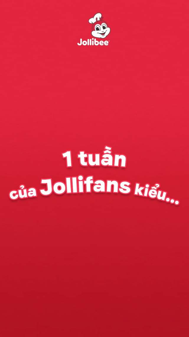 Mỗi ngày Jollifans chọn 1 niềm vui, cụ thể là những bữa no chiều lòng, chiều cả mood . 1 tuần đầy ắp sự ngon - giòn rụm, Jollibee thẳng tiến ngayy!
–---