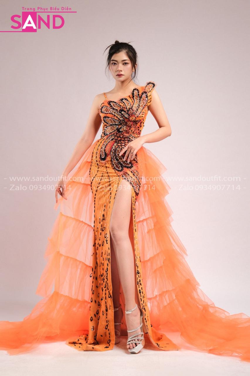 [🛒🇻🇳]VDD0601 Váy Dạ Hội Cam Dài Đính Đá - Sand Outfit , SKU - - sandoutfit.com 🇻🇳🛒Top1Shop🛒 🇻🇳Top1Vietnam🇻🇳 🛍🛒🇻🇳