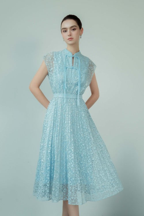 [🛒🇻🇳]Váy Đầm – Light Blue Pleated Lace Flared Dress – , SKU – – sixdo.vn 🇻🇳🛒Top1Shop🛒 🇻🇳Top1Vietnam🇻🇳 🛍🛒🇻🇳