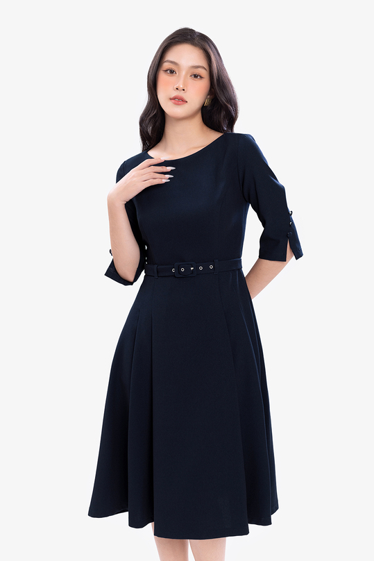 [🛒🇻🇳]Đầm công sở xanh đen dáng xòe kèm đai eo – K&K Fashion , SKU – KK170-23 – kkfashion.vn 🇻🇳🛒Top1Shop🛒 🇻🇳Top1Vietnam🇻🇳 🛍🛒🇻🇳