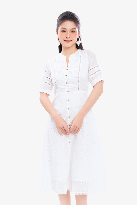 [🛒🇻🇳]Đầm trắng xòe hoa thêu phối nút – K&K Fashion , SKU – KK170-40 – kkfashion.vn 🇻🇳🛒Top1Shop🛒 🇻🇳Top1Vietnam🇻🇳 🛍🛒🇻🇳