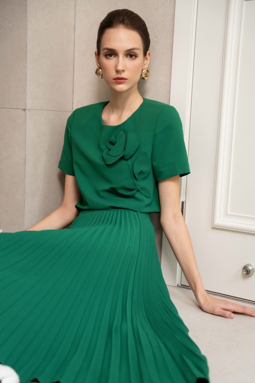 [🛒🇻🇳]Áo nữ – Green 3D Flower Woven Blouse – , SKU – – sixdo.vn 🇻🇳🛒Top1Shop🛒 🇻🇳Top1Vietnam🇻🇳 🛍🛒🇻🇳