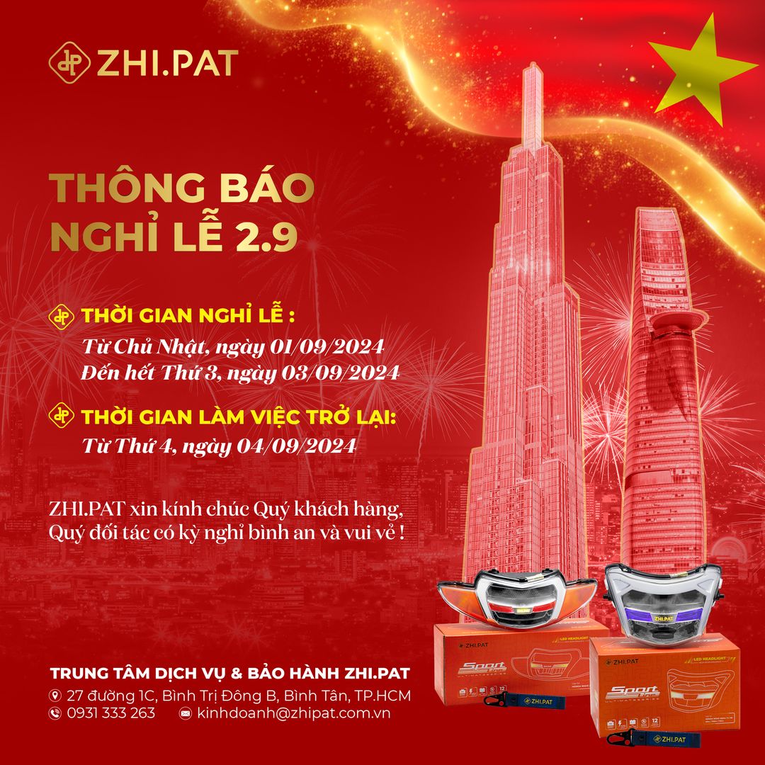 Chúc Quý khách tận hưởng một mùa nghỉ lễ vui vẻ và an toàn bên những người thân yêu.
Khi cần được hỗ trợ, Quý khách hãy liên hệ ZHI.PAT qua Hotline: 093