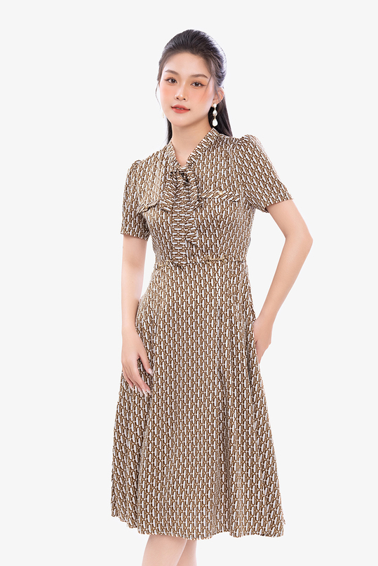 [🛒🇻🇳]Đầm xòe công sở họa tiết phối nơ – K&K Fashion , SKU – HL28-40 – kkfashion.vn 🇻🇳🛒Top1Shop🛒 🇻🇳Top1Vietnam🇻🇳 🛍🛒🇻🇳