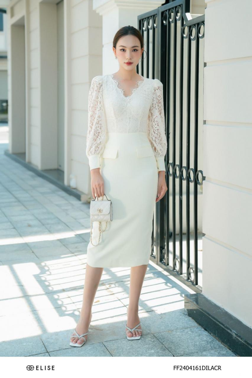 [🛒🇻🇳]ĐẦM KEM PHỐI REN HOA CỔ V ĐÍNH HOA – , SKU – FF2404161DILACR – elise.vn 🇻🇳🛒Top1Shop🛒 🇻🇳Top1Vietnam🇻🇳 🛍🛒🇻🇳