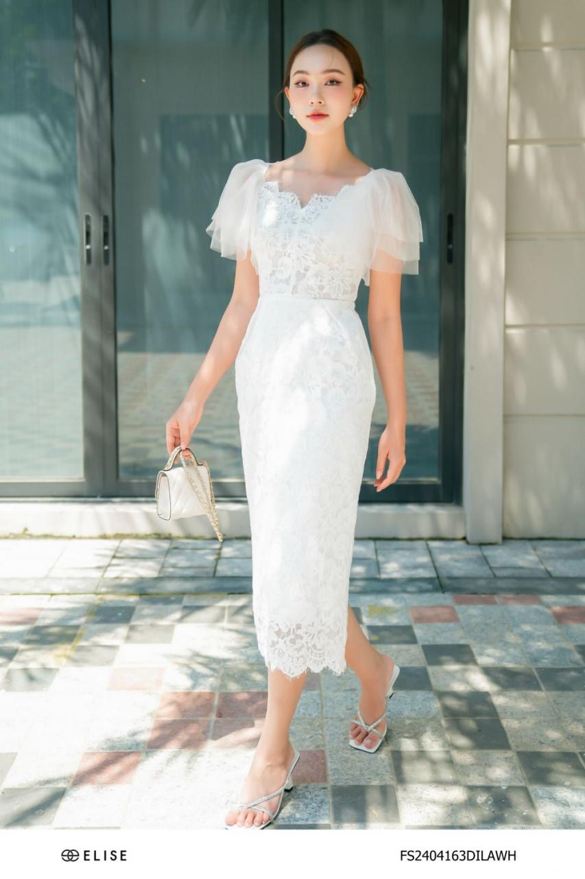 [🛒🇻🇳]ĐẦM ÔM REN HOA TRẮNG VAI PHỦ LƯỚI – , SKU – FS2404163DILAWH – elise.vn 🇻🇳🛒Top1Shop🛒 🇻🇳Top1Vietnam🇻🇳 🛍🛒🇻🇳