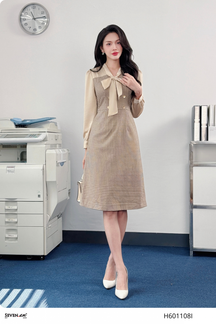 [🛒🇻🇳]Đầm midi dáng A phối cổ nơ thời trang nữ Seven.AM H601108I – Seven.AM , SKU – – sevenam.vn 🇻🇳🛒Top1Shop🛒 🇻🇳Top1Vietnam🇻🇳 🛍🛒🇻🇳