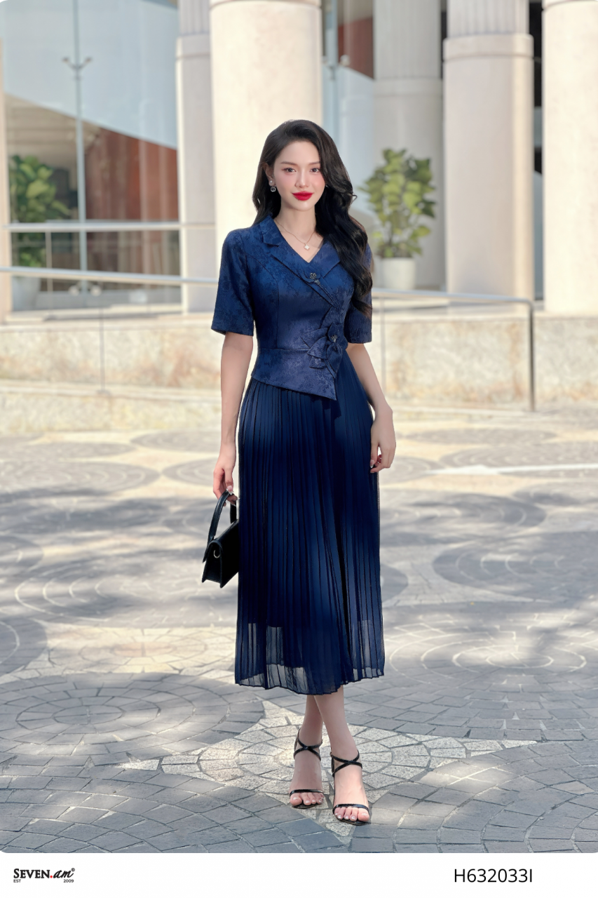 [🛒🇻🇳]Đầm midi xoè tay cộc mix chân váy xếp ly thời trang nữ H632033I – Seven.AM , SKU – – sevenam.vn 🇻🇳🛒Top1Shop🛒 🇻🇳Top1Vietnam🇻🇳 🛍🛒🇻🇳