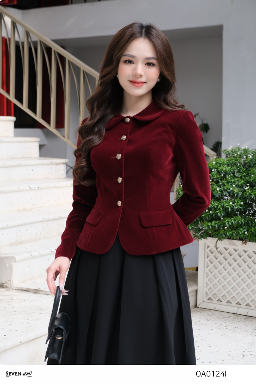 [🛒🇻🇳]Áo đỏ nhung dáng peplum cổ sen thời trang nữ OA0124I – Seven.AM , SKU – – sevenam.vn 🇻🇳🛒Top1Shop🛒 🇻🇳Top1Vietnam🇻🇳 🛍🛒🇻🇳