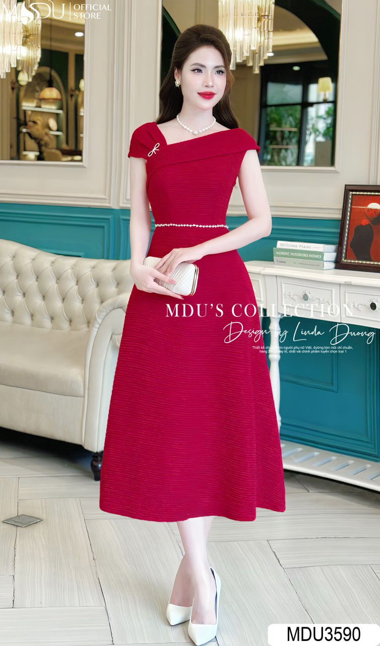 [🛒🇻🇳]Váy Đầm Dự Tiệc MDU3590 – Tổng Đỏ Trên Nền Visco Nhật Kẹp Vai Đá Nổi Bật – , SKU – – mdufashion.com 🇻🇳🛒Top1Shop🛒 🇻🇳Top1Vietnam🇻🇳 🛍🛒🇻🇳