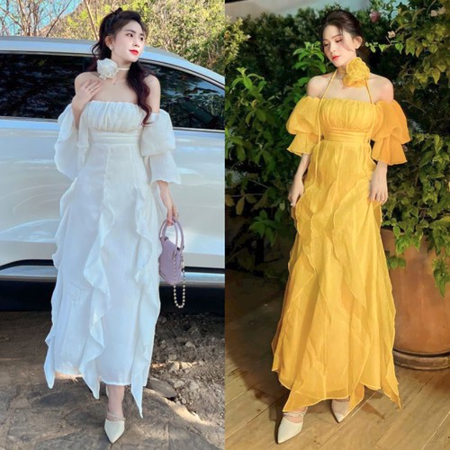 [🛒🇻🇳]Đầm Váy Maxi Hoa Cài Cổ Tơ Lụa Đính Dây Trắng Và Vàng Đi Biển Dạo Phố BY7157 – , SKU – 33_114122389 – sendo.vn 🇻🇳🛒Top1Shop🛒 🇻🇳Top1Vietnam🇻🇳 🛍🛒🇻🇳