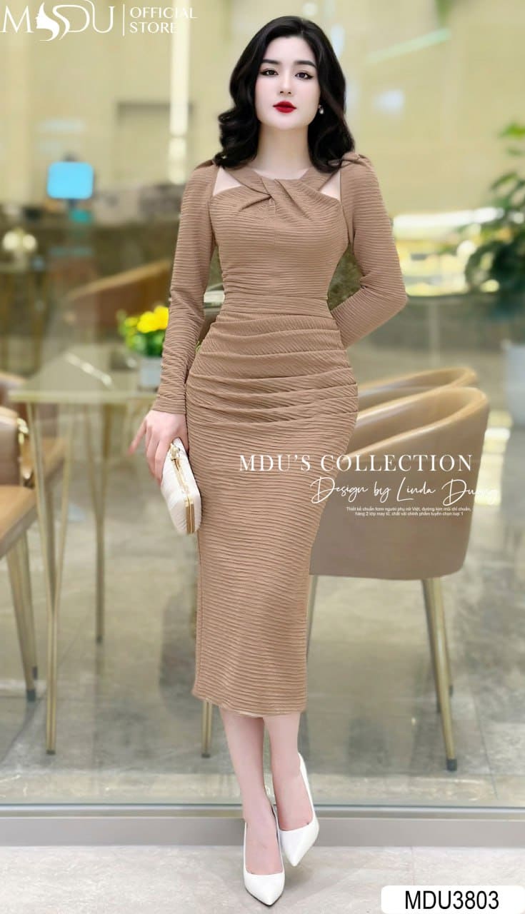 [🛒🇻🇳]Váy Thiết Kế MDU3803 Dáng Ôm Tông Nâu Cổ Cut Out – , SKU – – mdufashion.com 🇻🇳🛒Top1Shop🛒 🇻🇳Top1Vietnam🇻🇳 🛍🛒🇻🇳