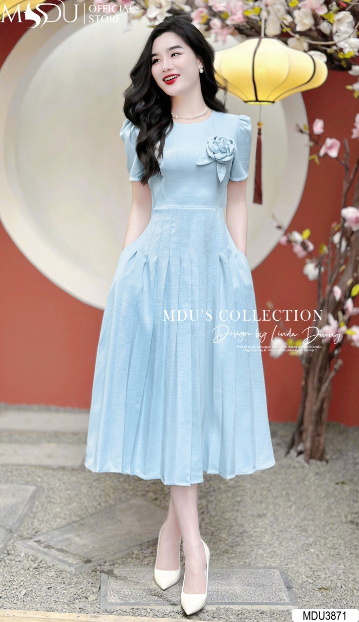 [🛒🇻🇳]Váy Thiết Kế MDU3871 – Màu Sắc Bắt Mắt Dáng Xòe Ly Nhẹ Nhàng Hoa May Đính Trực Tiếp – , SKU – MDU3871 – mdufashion.com 🇻🇳🛒Top1Shop🛒 🇻🇳Top1Vietnam🇻🇳 🛍🛒🇻🇳