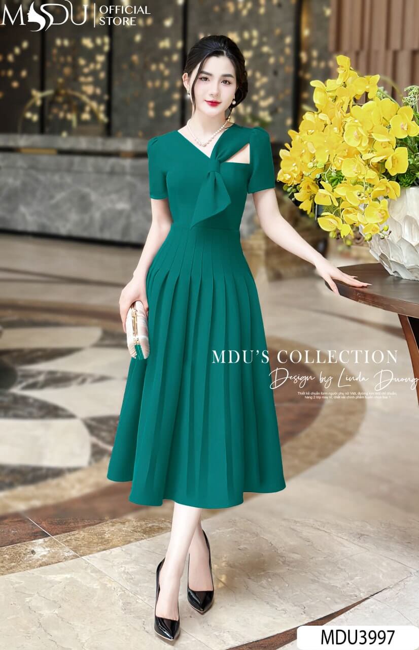 [🛒🇻🇳]Váy Thiết Kế MDU3997 – Dáng Dài Màu Xanh Sang Chảnh Cổ Chữ V Cách Điệu – , SKU – – mdufashion.com 🇻🇳🛒Top1Shop🛒 🇻🇳Top1Vietnam🇻🇳 🛍🛒🇻🇳