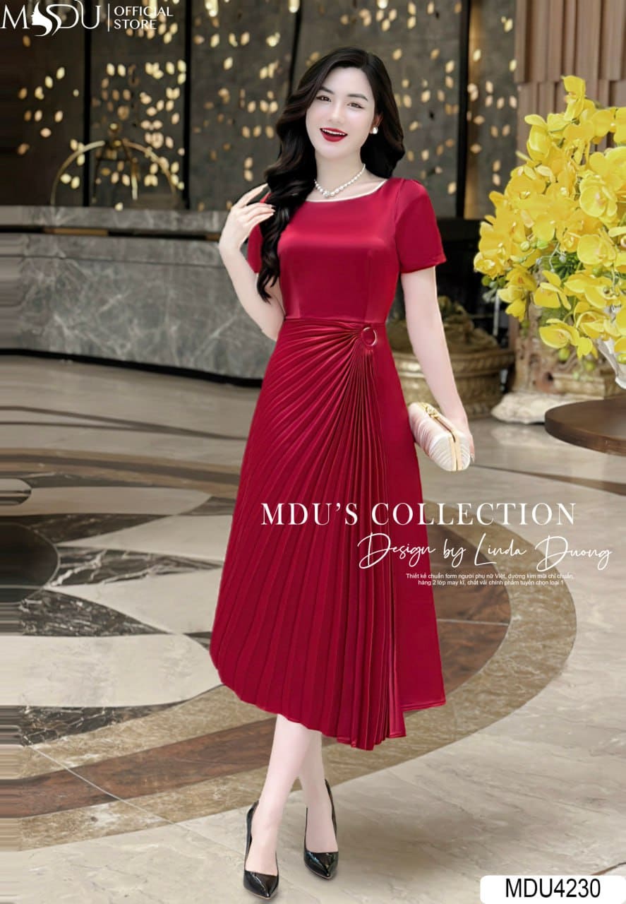 [🛒🇻🇳]Váy Thiết Kế MDU4230 Màu Đỏ Dáng Xếp Ly Vạt Chéo Tinh Tế – , SKU – – mdufashion.com 🇻🇳🛒Top1Shop🛒 🇻🇳Top1Vietnam🇻🇳 🛍🛒🇻🇳
