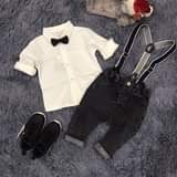 [🆕🇻🇳] Baby Home – Chuyên đồ sơ sinh xuất khẩu – Chuyên sỉ, lẻ quần áo, giầy dép, phụ kiện cho bé yêu 🧑‍🧒❤️️👶⭐️ HÀNG Về rồi ạ 
 Sét 4 chi tiết cho bé trai siêu sành điệu
 Gồm một quần bò jeans mềm cõ dãn kết hợp với sơ mi trắng mềm, nơ, đai quần
 Bên ngoài nhìn vô cù , shares-0✔️ , likes-0❤️️ , date-🇻🇳🇻🇳🇻🇳📰🆕