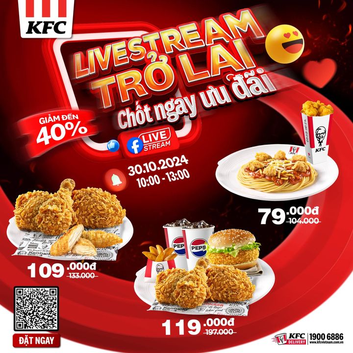 [🍗🇻🇳] KFC Vietnam 🍔Top1Food 🍗 – 10:00 NGÀY 30/10 – LIVESTREAM TRỞ LẠI, CHỐT NGAY ƯU ĐÃILivestream trở lại, KFC ma …