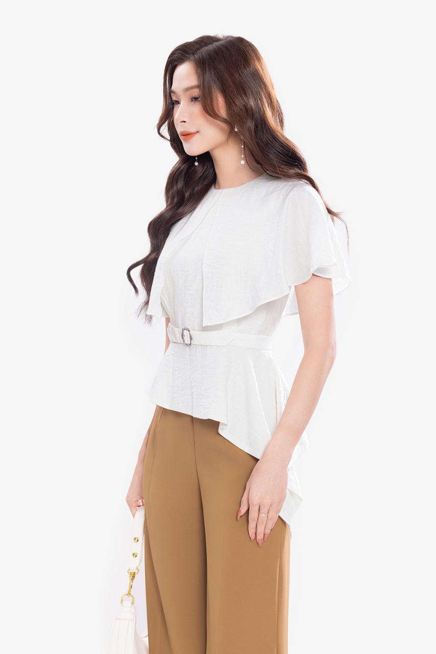 [🛒🇻🇳]Áo trắng peplum phối tay choàng kèm thắt lưng – K&K Fashion , SKU – ASM21-23 – kkfashion.vn 🇻🇳🛒Top1Shop🛒 🇻🇳Top1Vietnam🇻🇳 🛍🛒🇻🇳