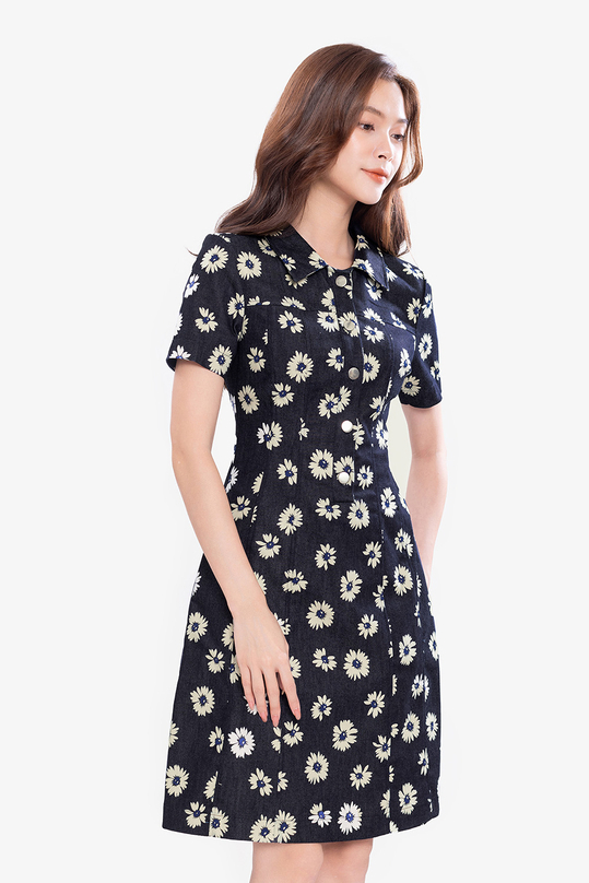 [🛒🇻🇳]Đầm denim dáng chữ A họa tiết hoa – K&K Fashion , SKU – KK172-19 – kkfashion.vn 🇻🇳🛒Top1Shop🛒 🇻🇳Top1Vietnam🇻🇳 🛍🛒🇻🇳