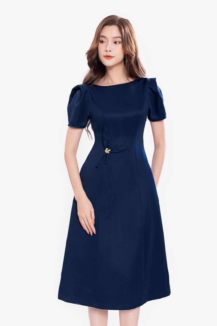 [🛒🇻🇳]Đầm dự tiệc chữ A nhấn eo màu xanh navy – K&K Fashion , SKU – KK172-26 – kkfashion.vn 🇻🇳🛒Top1Shop🛒 🇻🇳Top1Vietnam🇻🇳 🛍🛒🇻🇳