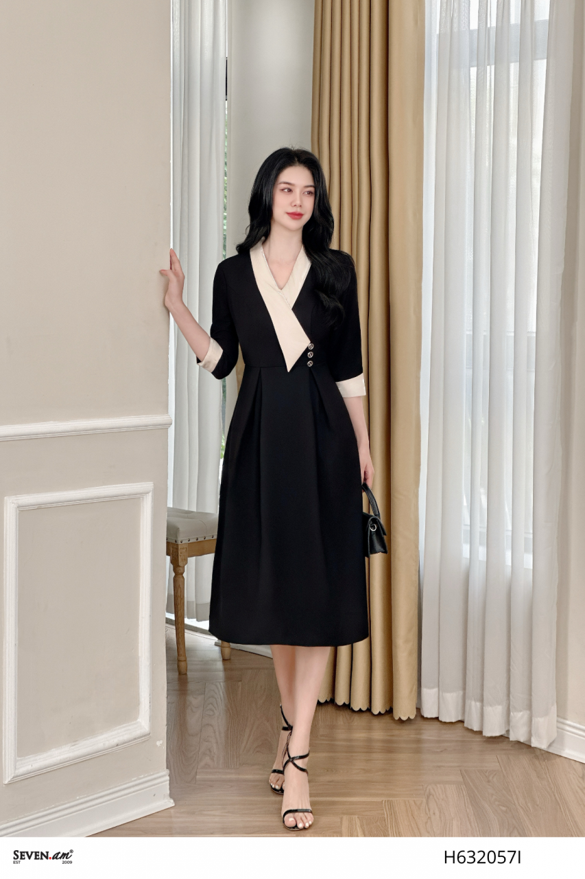 [🛒🇻🇳]Đầm xoè tuytsi đen phối tơ kim cương thời trang nữ H632057I – Seven.AM , SKU – – sevenam.vn 🇻🇳🛒Top1Shop🛒 🇻🇳Top1Vietnam🇻🇳 🛍🛒🇻🇳