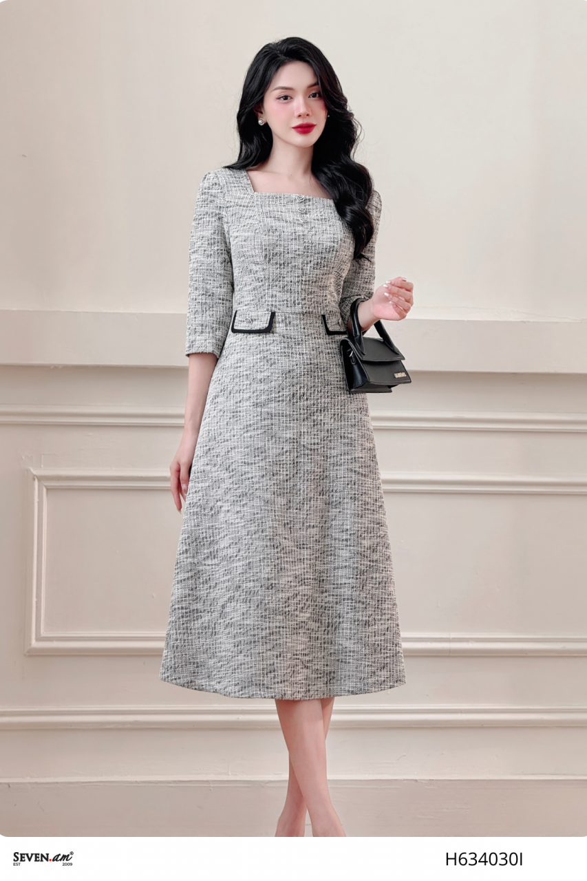 [🛒🇻🇳]Đầm xoè tweed chun ghi sáng thời trang nữ Seven.AM H634030I – Seven.AM , SKU – – sevenam.vn 🇻🇳🛒Top1Shop🛒 🇻🇳Top1Vietnam🇻🇳 🛍🛒🇻🇳
