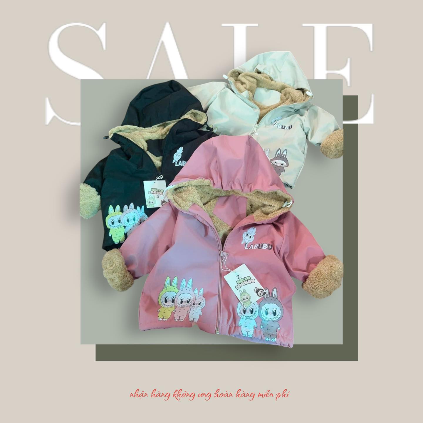 [🆕🇻🇳] Sushi Kids & Mom – Thời trang mẹ và bé 🧑‍🧒❤️️👶⭐️ ÁO KHOÁC GIÓ LÓT LÔNG LABUBU. Về thêm trả ạ 
 Chỉ #199k MIỄN PHÍ SHIP
 , shares-1✔️ , likes-8❤️️ , date-2024-10-16 14:50:28🇻🇳🇻🇳🇻🇳📰🆕