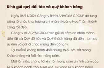 [???] Ahagym Bùi Đình Tuý  ? Top1Yoga ??‍♀️ Thư cảm ơnKính gửi quý đối tác và quý khách hàngNgày 06/11/2024 Công ty TNHH AHAGYM GROUP đã tưng bừng tổ chức khai trương chi nhánh Hoàng Hoa Thám thà , shares-0✔️ , likes-5❤️️ , date-2024-11-07 16:18:52????????