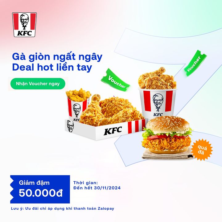 [🍗🇻🇳] KFC Vietnam 🍔Top1Food 🍗 – ✨ ƯU ĐÃI 50.000Đ MỪNG THÁNG TRI ÂN👉 Nhận ưu đãi tại: https://km.zalopay.vn/TS …