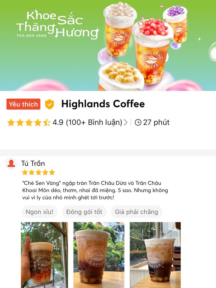 [☕️🇻🇳] Highlands Coffee – THƯƠNG HIỆU BẮT NGUỒN TỪ CÀ PHÊ VIỆT NAM ☕️ Top1Coffee 🥤 – Trà Sen Vàng topping mới chỉ vừa có mặt trên ứng dụng giao hàng mà Chúng Mình  …