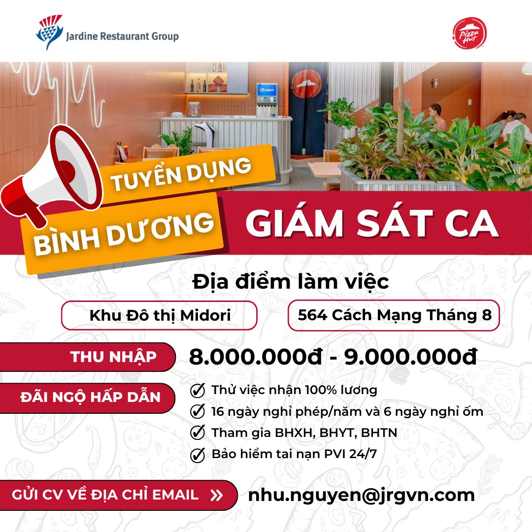 [🆕🇻🇳] Pizza Hut VN Recruitment  👁 Top1Jobs👥 CƠ HỘI LÀM VIỆC TẠI PIZZA HUT KHU VỰC BÌNH DƯƠNG ĐANG CHỜ ĐÓN BẠN 
Anh em khu vực Bình Dương ơi, vị trí mang đến thu nhập ổn định đang mở tuyển tại:
 Pizza , shares-0✔️ , likes-7❤️️ , date-2024-11-23 22:00:02🇻🇳🇻🇳🇻🇳📰🆕
