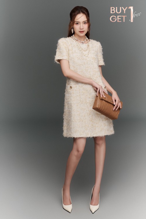 [🛒🇻🇳]Váy Đầm – Delicate Yellow Tweed Loose Dress – , SKU – – sixdo.vn 🇻🇳🛒Top1Shop🛒 🇻🇳Top1Vietnam🇻🇳 🛍🛒🇻🇳