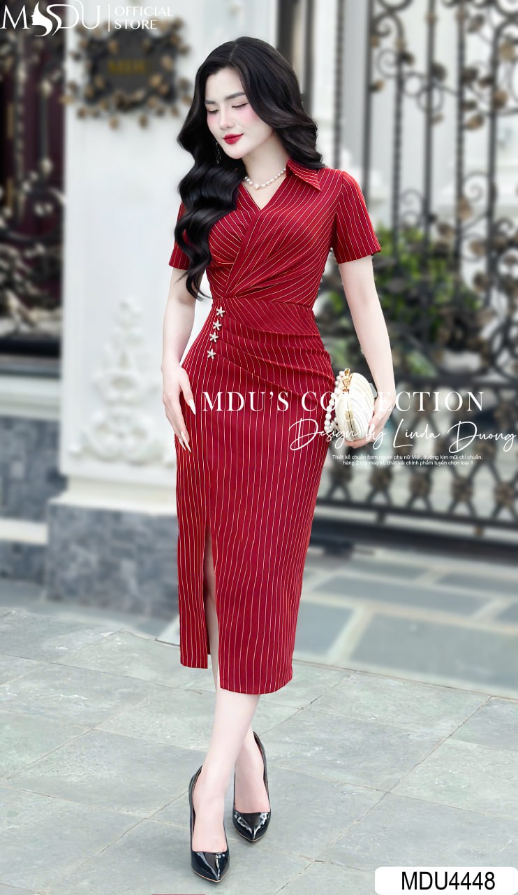 [🛒🇻🇳]Váy Thiết Kế MDU4448 – Màu Đỏ Quyến Rũ Xẻ Tà Điệu Đà Phối Cùng Cổ Chữ V Cách Điệu – , SKU – – mdufashion.com 🇻🇳🛒Top1Shop🛒 🇻🇳Top1Vietnam🇻🇳 🛍🛒🇻🇳