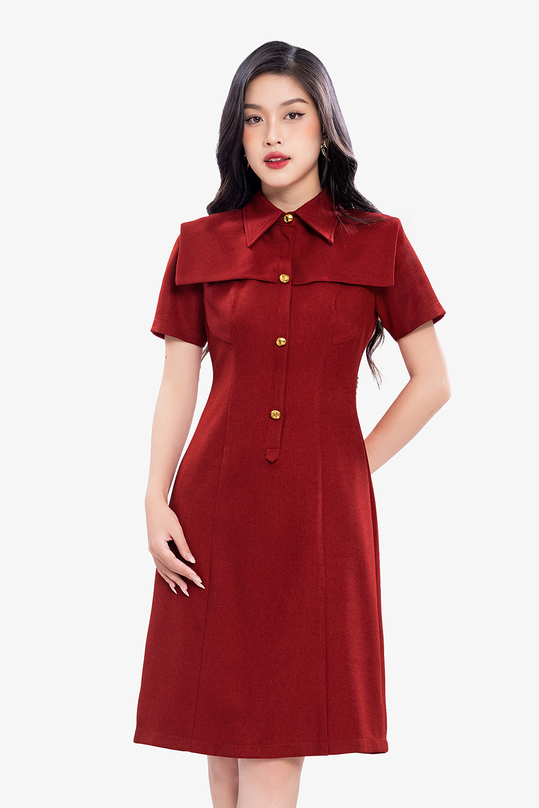 [🛒🇻🇳]Đầm đỏ dự tiệc dáng chữ A cổ sơ mi – K&K Fashion , SKU – KK172-27 – kkfashion.vn 🇻🇳🛒Top1Shop🛒 🇻🇳Top1Vietnam🇻🇳 🛍🛒🇻🇳