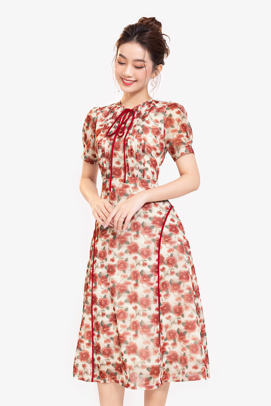 [🛒🇻🇳]Đầm xòe voan hoa đỏ thắt nơ – K&K Fashion , SKU – KK173-32 – kkfashion.vn 🇻🇳🛒Top1Shop🛒 🇻🇳Top1Vietnam🇻🇳 🛍🛒🇻🇳
