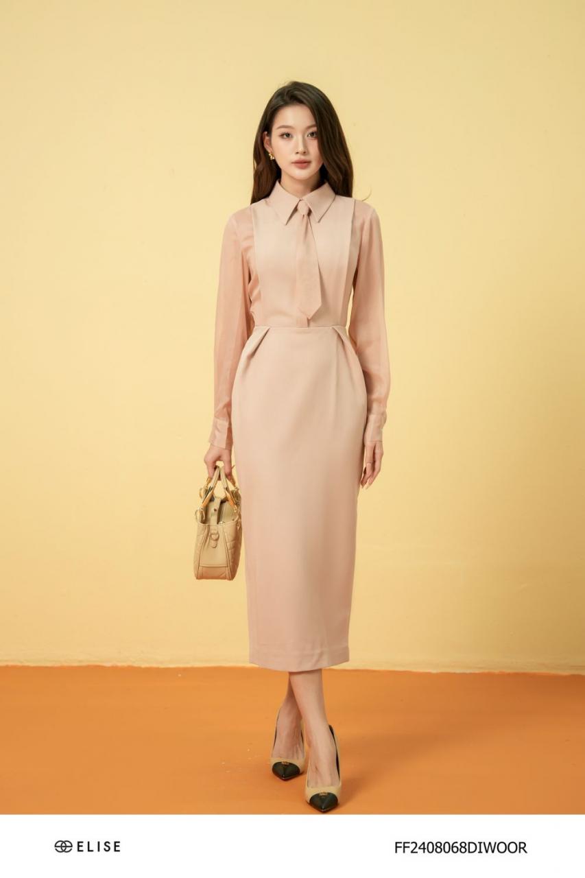 [🛒🇻🇳]ĐẦM XƯỚC NÂU CAM PHỐI TƠ KÈM CARAVAT – , SKU – FF2408068DIWOOR – elise.vn 🇻🇳🛒Top1Shop🛒 🇻🇳Top1Vietnam🇻🇳 🛍🛒🇻🇳