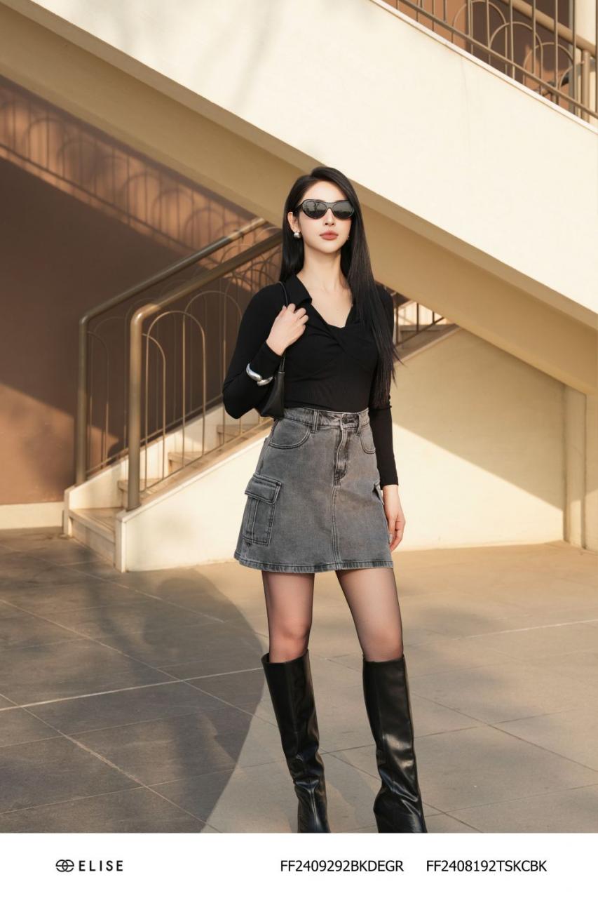 [🛒🇻🇳]CHÂN VÁY JEANS XÁM TÚI ỐP – , SKU – FF2409292BKDEGR – elise.vn 🇻🇳🛒Top1Shop🛒 🇻🇳Top1Vietnam🇻🇳 🛍🛒🇻🇳