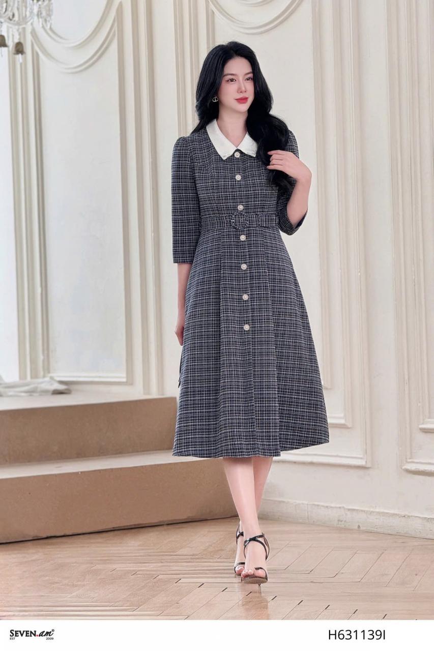 [🛒🇻🇳]Đầm sơ mi text kẻ xanh trắng thời trang nữ Seven.AM H631139I – Seven.AM , SKU – – sevenam.vn 🇻🇳🛒Top1Shop🛒 🇻🇳Top1Vietnam🇻🇳 🛍🛒🇻🇳