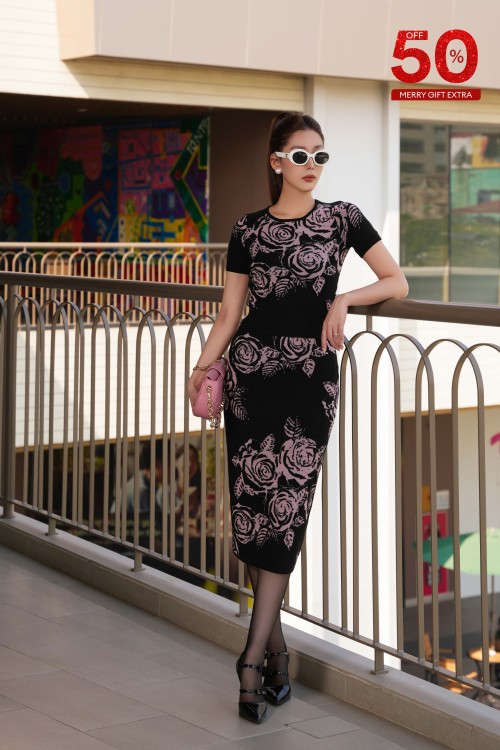 [🛒🇻🇳]Set Đồ Nữ – Black Floral Knit Blouse And Skirt Set – , SKU – – sixdo.vn 🇻🇳🛒Top1Shop🛒 🇻🇳Top1Vietnam🇻🇳 🛍🛒🇻🇳