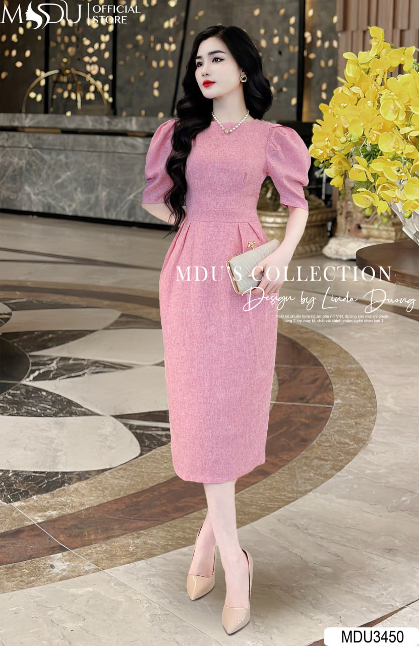 [🛒🇻🇳]Váy Thiết Kế MDU3450 – Màu Hồng Nhẹ Nhàng Tay Bồng Cách Điệu – , SKU – – mdufashion.com 🇻🇳🛒Top1Shop🛒 🇻🇳Top1Vietnam🇻🇳 🛍🛒🇻🇳