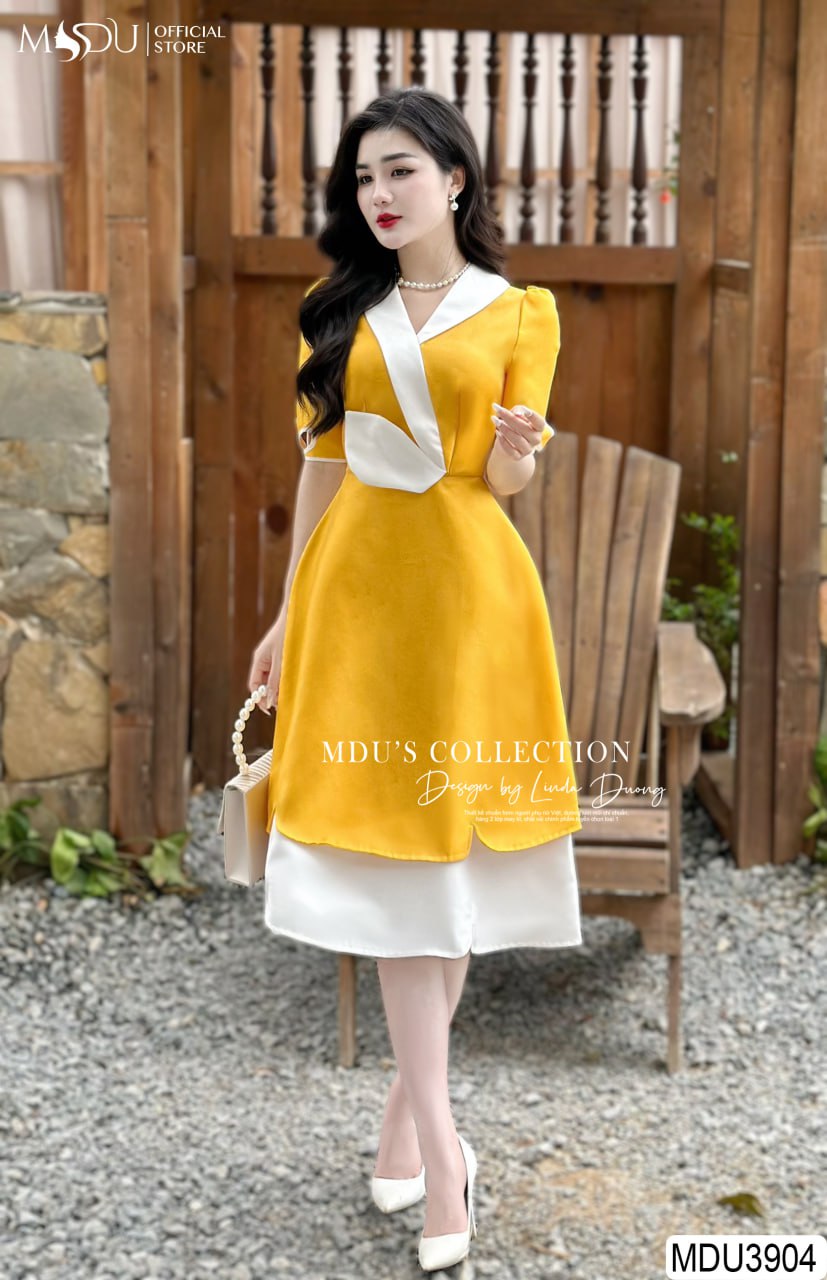[🛒🇻🇳]Váy Thiết Kế MDU3904 – Màu Vàng Lạ Mắt Điểm Nhấn Là Những Họa Tiết Ở Tay Áo Đầy Tinh Tế – , SKU – – mdufashion.com 🇻🇳🛒Top1Shop🛒 🇻🇳Top1Vietnam🇻🇳 🛍🛒🇻🇳