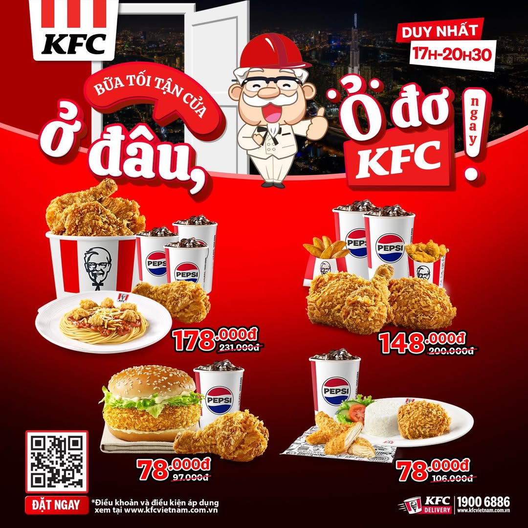 [🆕🇻🇳] KFC Vietnam 🍔 Top1Food 🍜  BỮA TỐI TẬN CỬA Ở ĐÂU, Ỏ ĐƠ KFC NGAY!
Tối nay ăn gì? Đặt ngay combo tối nhanh gọn giá siêu ưu đãi:Combo Tối Burger: 1 Miếng gà rán + 1 Burger tôm + 1 P , shares-35✔️ , likes-986❤️️ , date-2024-11-01 21:00:43🇻🇳🇻🇳🇻🇳📰🆕