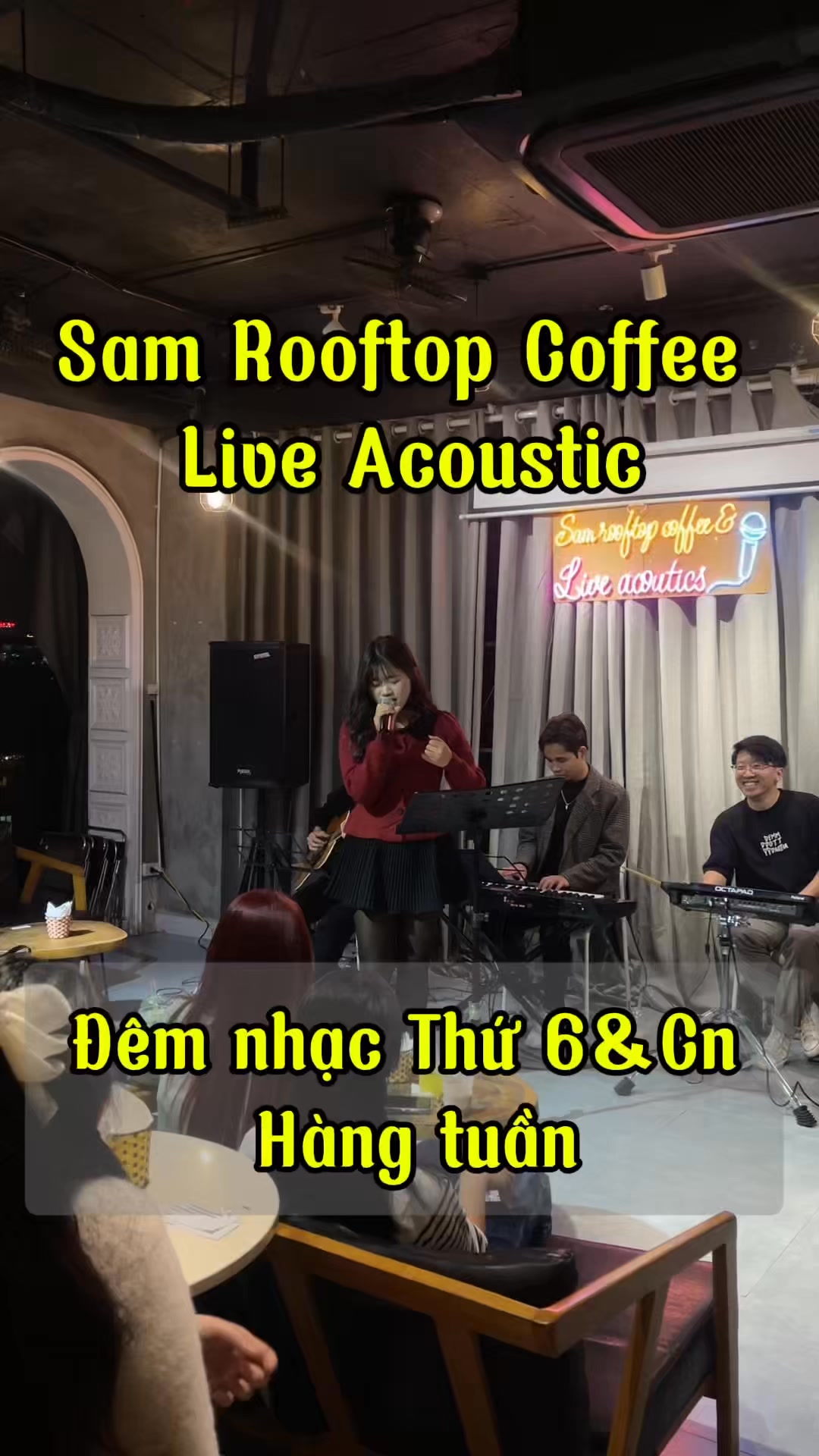 [☕️🇻🇳] Sam Rooftop Coffee 🥤 Top1Coffee ☕️ Cả nhà mình ơi  Mình có hẹn 20:30 đêm nhạc tại Sam nhé  

Đêm nhạc với những bản nhạc nhẹ nhàng, và không thể thiếu các màn giao , shares-0✔️ , likes-9❤️️ , date-2024-12-13 19:09:18🇻🇳🇻🇳🇻🇳📰🆕