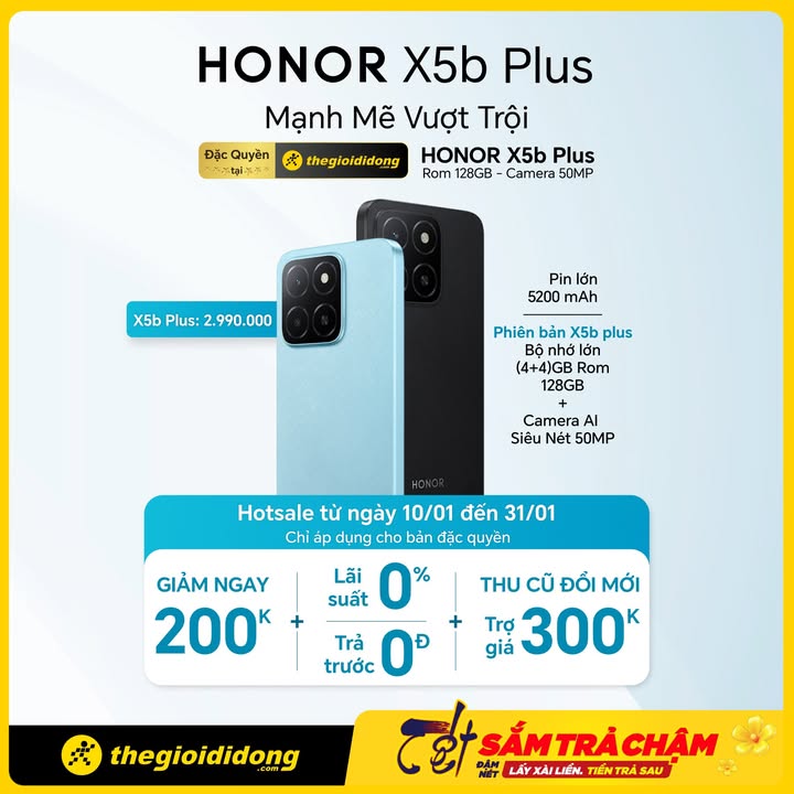[🛍️🇻🇳] The Gioi Di Dong Joint Stock Company 🛍️ Top1Brand ⭐️ – Honor X5b Plus – Mạnh mẽ vượt trộiMUA TRẢ CHẬMLẤY XÀI LIỀN, TIỀN TRẢ SA …