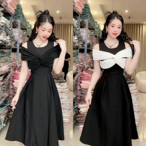 [🛒🇻🇳]A18- Đầm xoắn ngực hở vai cổ tròn dáng dài xoè nhẹ chất cotton phối thun nhũ mềm mịn Đủ size Miju Store – , SKU – 25953291515 – sendo.vn 🇻🇳🛒Top1Shop🛒 🇻🇳Top1Vietnam🇻🇳 🛍🛒🇻🇳