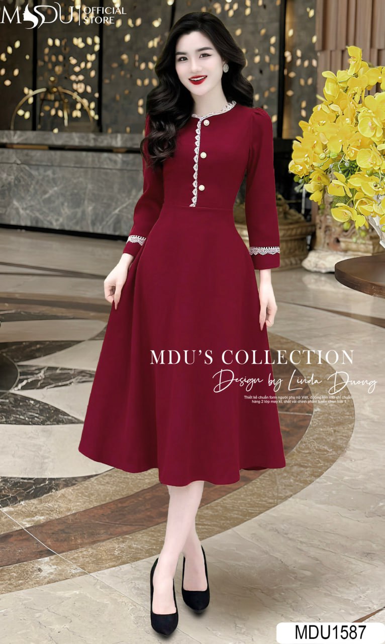 [🛒🇻🇳]Váy Thiết Kế MDU1587 – Dáng Xòe Nhẹ Tay Dài Than h Lịch Phối Cùng Tông Màu Quyến Rũ – , SKU – – mdufashion.com 🇻🇳🛒Top1Shop🛒 🇻🇳Top1Vietnam🇻🇳 🛍🛒🇻🇳