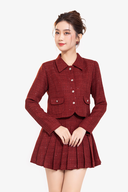 [🛒🇻🇳]Áo tweed kiểu dáng ngắn màu đỏ tay dài – K&K Fashion , SKU – ASM22-23 – kkfashion.vn 🇻🇳🛒Top1Shop🛒 🇻🇳Top1Vietnam🇻🇳 🛍🛒🇻🇳